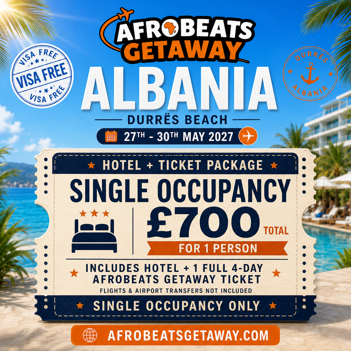 Afrobeats Getaway 2027 – Tickets and Hotel Package.