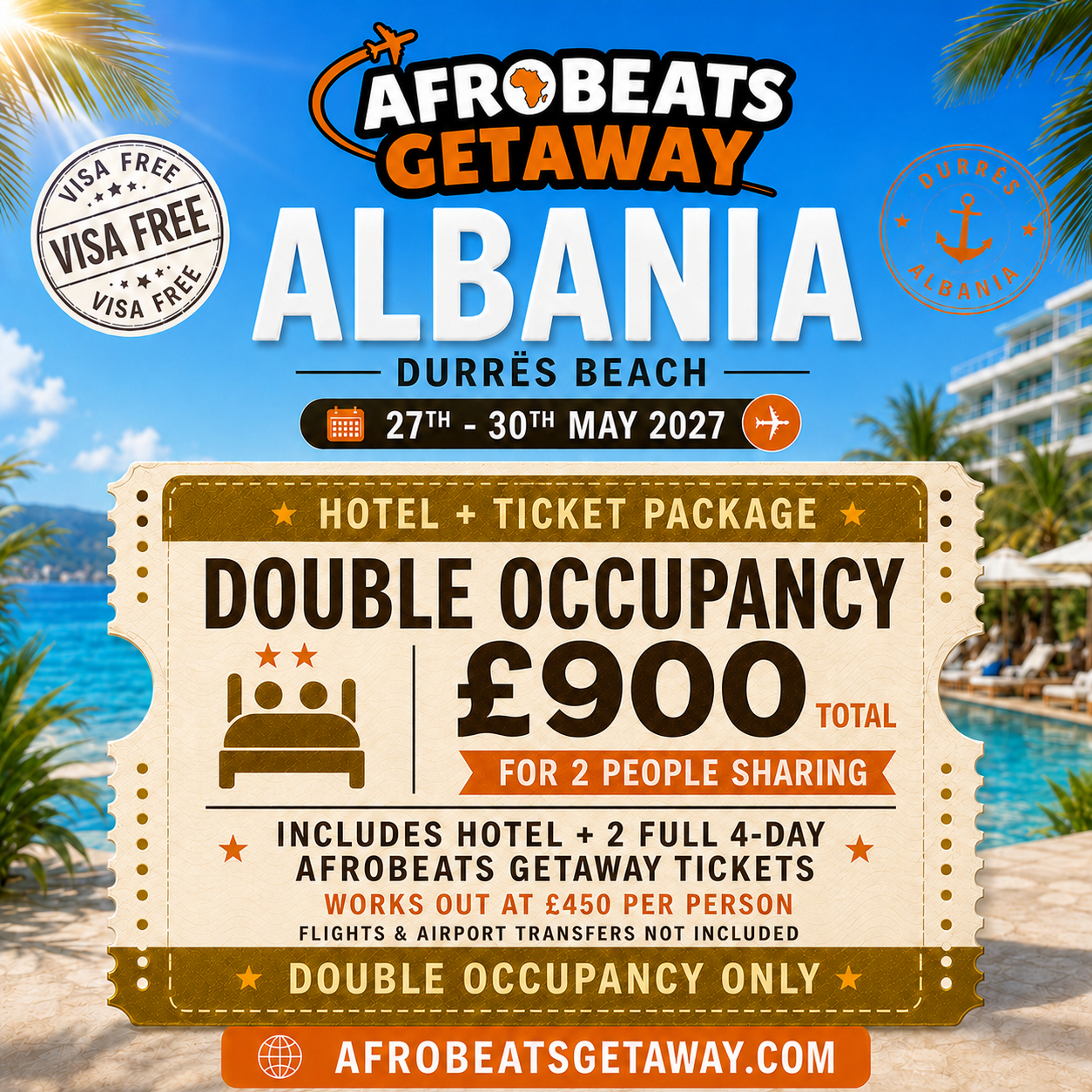 Afrobeats Getaway 2027 – Tickets and Hotel Package.